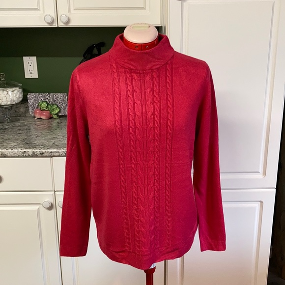 vintage style cerise pink mock neck - Picture 1 of 2